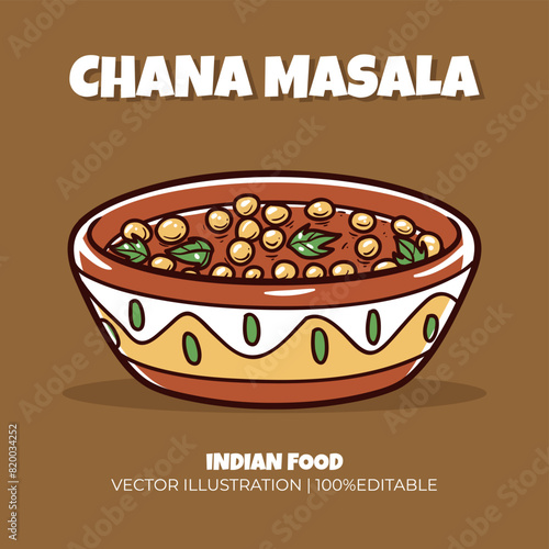 Chana masala Indian food vector illustration