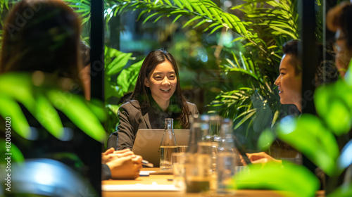 Collaborative Meeting in Green Workspace