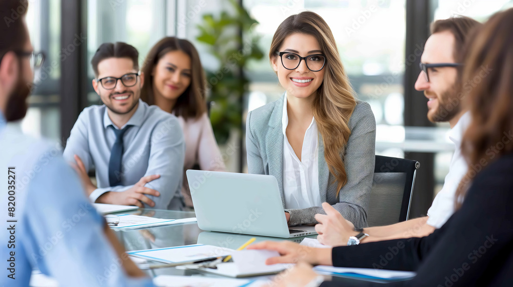 Confident Businesswoman in Modern Office Environment Confident Businesswoman in Modern Office Environment