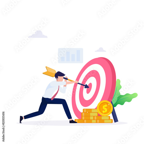 Financial target goal concept vector flat illustration,