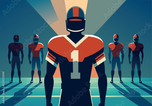 A football player with the number 1 on his jersey stands in front of a group of