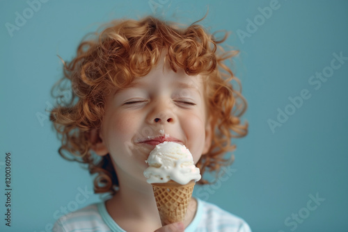  A kid enjoys an ice cream