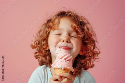  A kid enjoys an ice cream