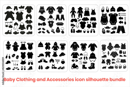 Baby Clothing And Accessories Icon Silhouette Bundle