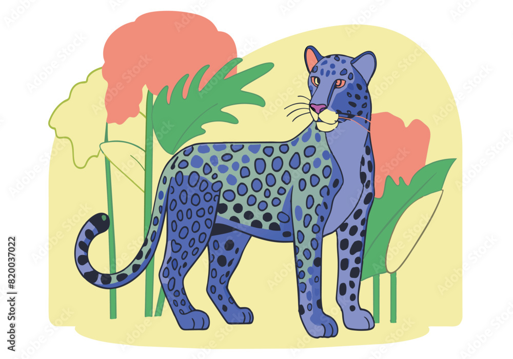 A blue leopard standing in a jungle A blue leopard standing in a jungle