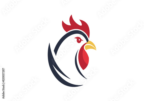 A white background with a red and black chicken head