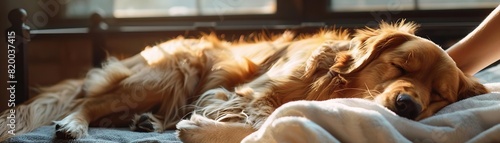 High view angle photo of a golden retriever dog sleeping belly up on a black table and a womans hand drying him with a white towel, Elle photoshoot, samsung s22, Daylight, sunlit, photo
