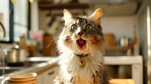 fluffy grey and white cat