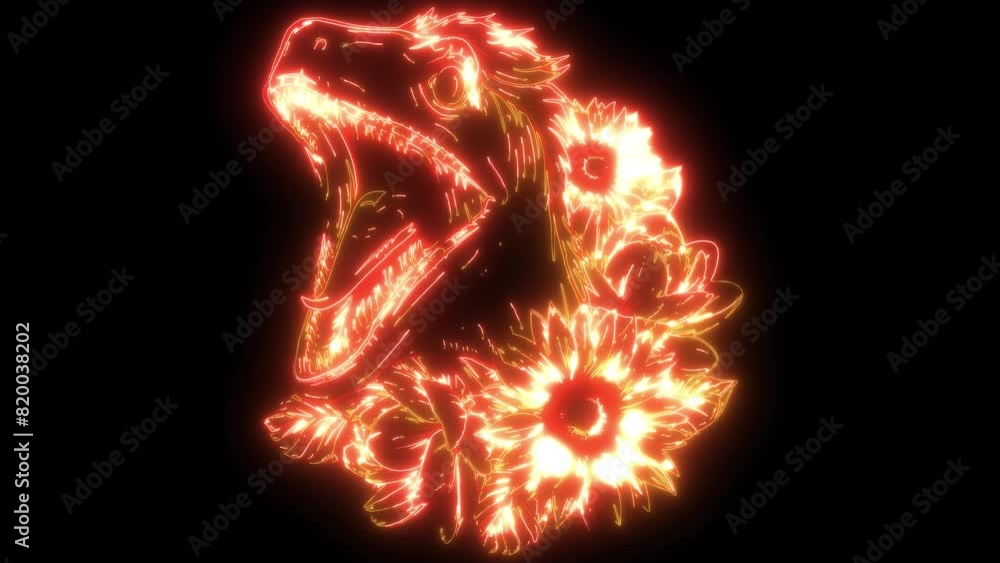 neon animation of Velociraptor Dinosaur neon animation of Velociraptor Dinosaur