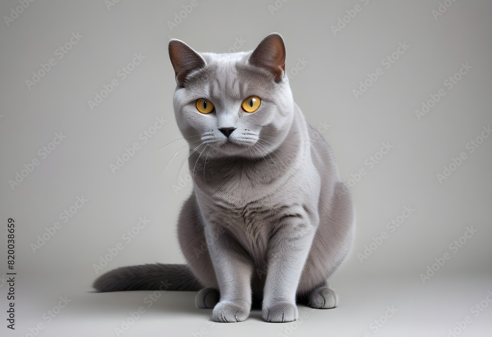 Chartreux cat white background Chartreux cat white background