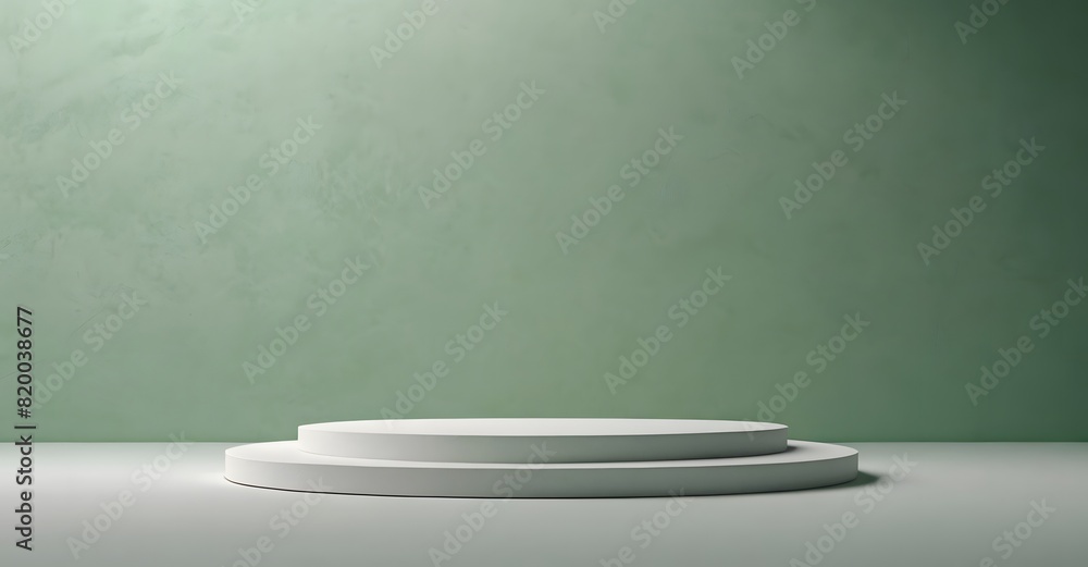 empty podium on green background for design or product display, presentation. 3D rendering empty podium on green background for design or product display, presentation. 3D rendering