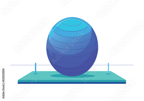 A blue and white ball with a blue stripe