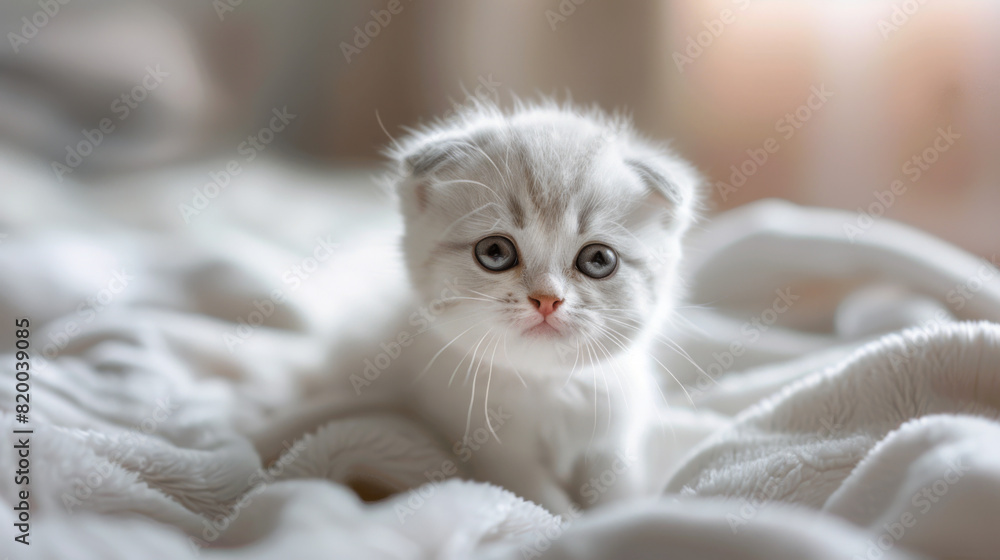 Adorable little white scottish fold kitten Adorable little white scottish fold kitten