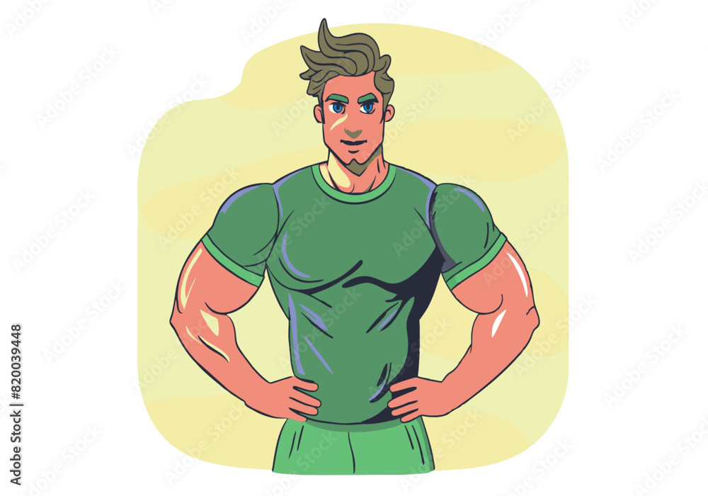 A cartoon man with a green shirt and a green shirt with a green shirt A cartoon man with a green shirt and a green shirt with a green shirt