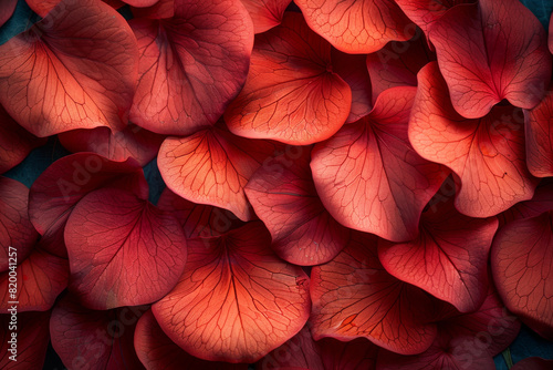 Close Up of Vibrant Red Petals with Intricate Veins in Nature