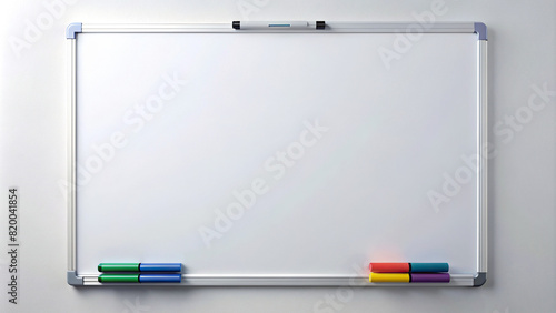 A clean whiteboard with markers, suitable for educational presentations or brainstorming.
