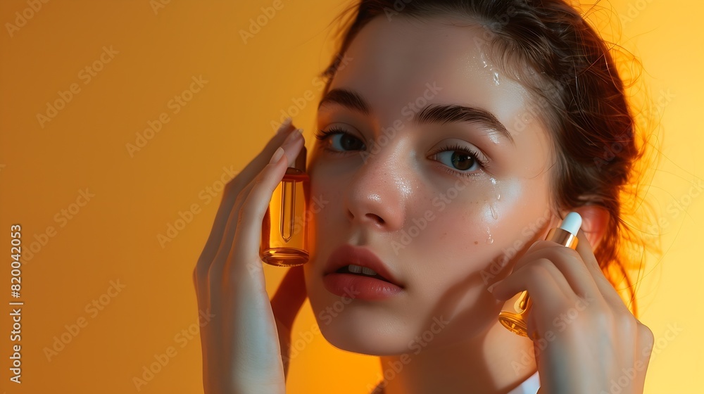 Beauty skincare and serum with face of woman for facial product or self care with morning routine Luxury health and wellness with girl model and cosmetics for collagen vitamin c or ess : Generative AI Beauty skincare and serum with face of woman for facial product or self care with morning routine Luxury health and wellness with girl model and cosmetics for collagen vitamin c or ess : Generative AI