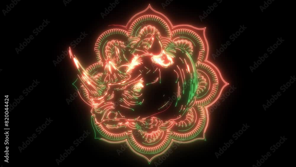 neon animation of head rhino neon animation of head rhino