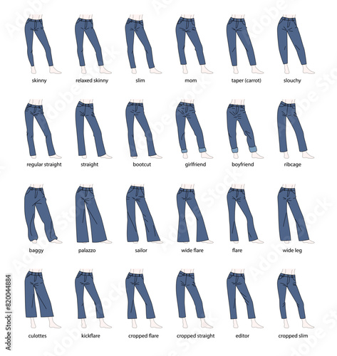 Styles of women's jeans