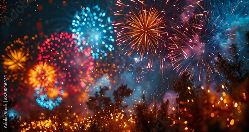 Colorful fireworks in the n...