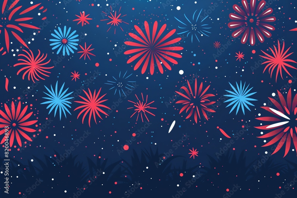 Fireworks display flat design top view patriotic theme animation vivid Fireworks display flat design top view patriotic theme animation vivid