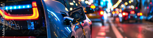 The intricate details of the electric car's connection to the EV charging station illustrate the importance of renewable energy in creating a sustainable and environmentally-friend