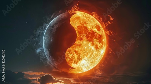 eternal dichotomy sun and moon representing contrasting elements good and evil yin and yang concept art photo