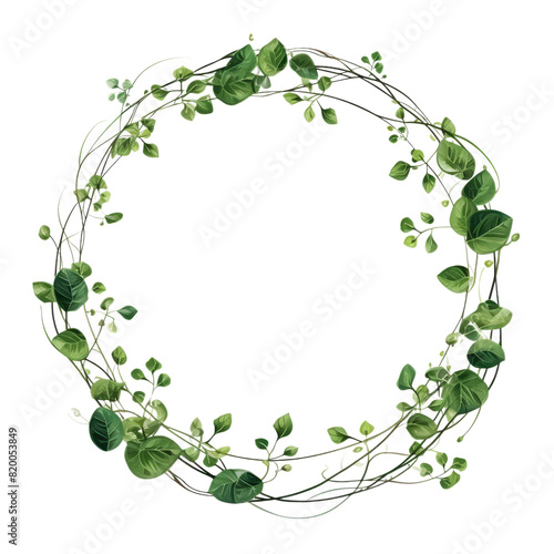 Jungle liana vine - long branches and circle frame isolated 