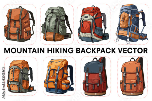 Mountain Hiking Backpack Vector Bndle, Advanture Hiking Backpack vector, Camping Tourist Back Pack Silhouette 