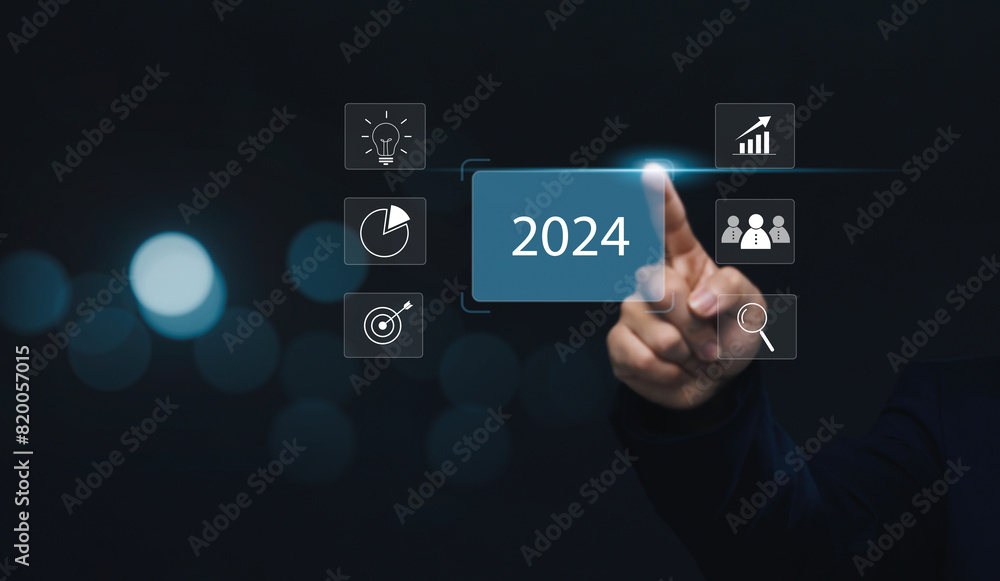 Businessman's Strategic Planning, Creative Thinking, and Target Goals for Year 2024, Achieving Success through Innovative Strategies. Businessman's Strategic Planning, Creative Thinking, and Target Goals for Year 2024, Achieving Success through Innovative Strategies.