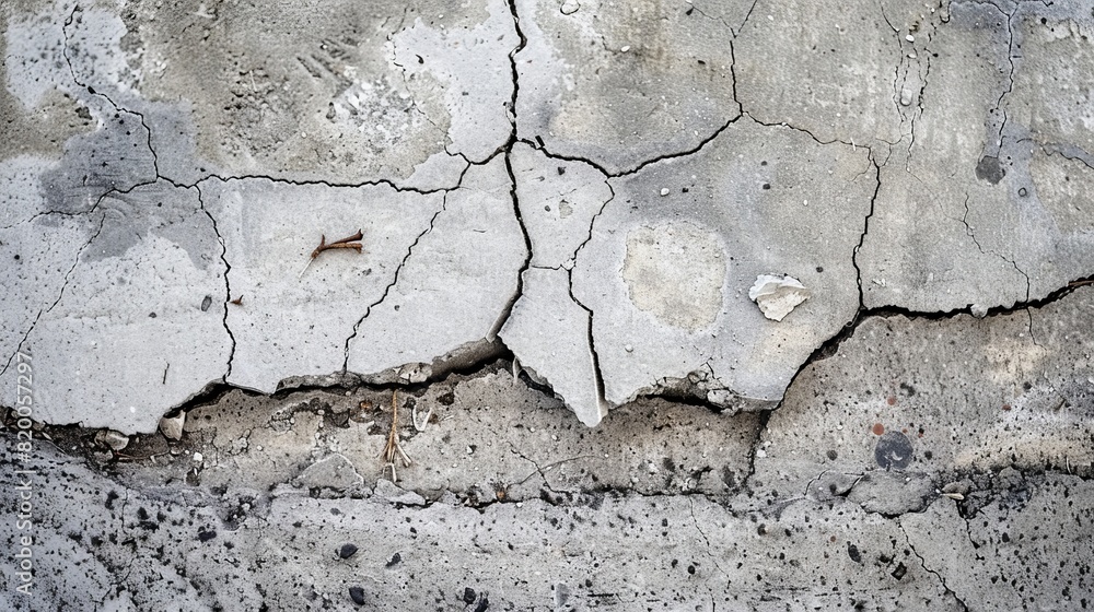 Detailed cracks in a concrete sidewalk, close-up of the damaged cement foundation, emphasizing texture Detailed cracks in a concrete sidewalk, close-up of the damaged cement foundation, emphasizing texture