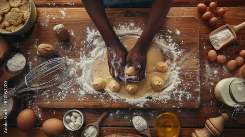 Hands Preparing Dough on Table