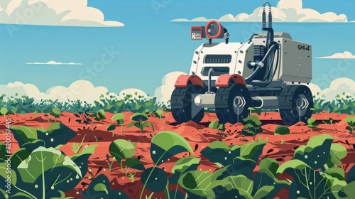 Illustration,  robotic weeders identifying and removing unwanted plants photo
