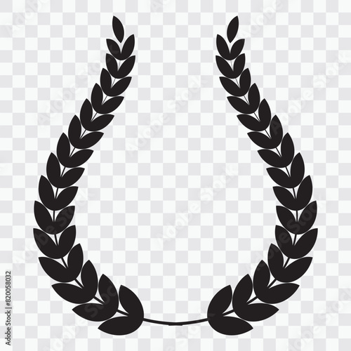 Laurel wreath icon design isolated on transparent background. Laurel wreath award. Leaf border, Green laurel wreath design. Round border with wreath symbols, silhouette vector. Vector illustration.