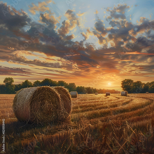 hay bales in the field