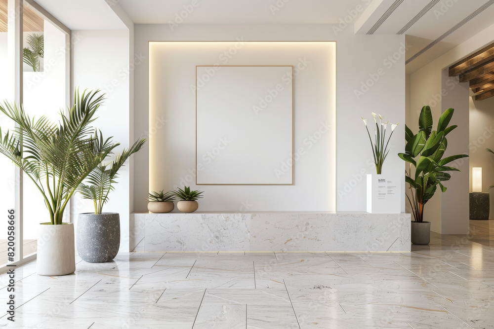 Marble Floor With Plants and Picture Frame Marble Floor With Plants and Picture Frame