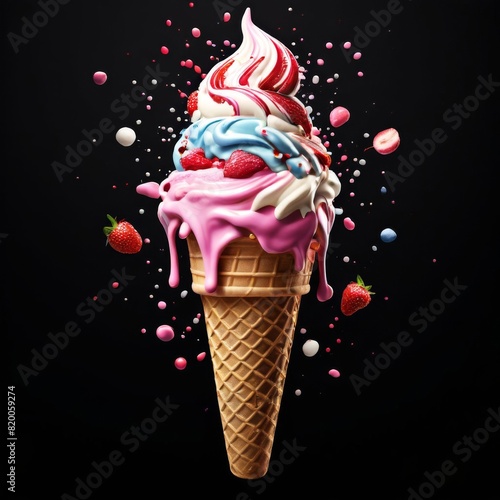 Geenrative ai ice cream white background photo