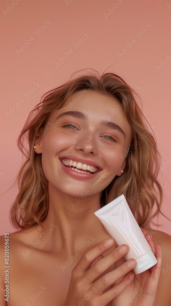 young adult Caucasian woman with a smiling face young adult Caucasian woman with a smiling face