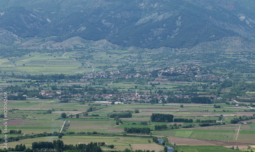 Fototapeta premium View of the agricultural fields in the rural areas in Turhal district of Tokat province in Turkey