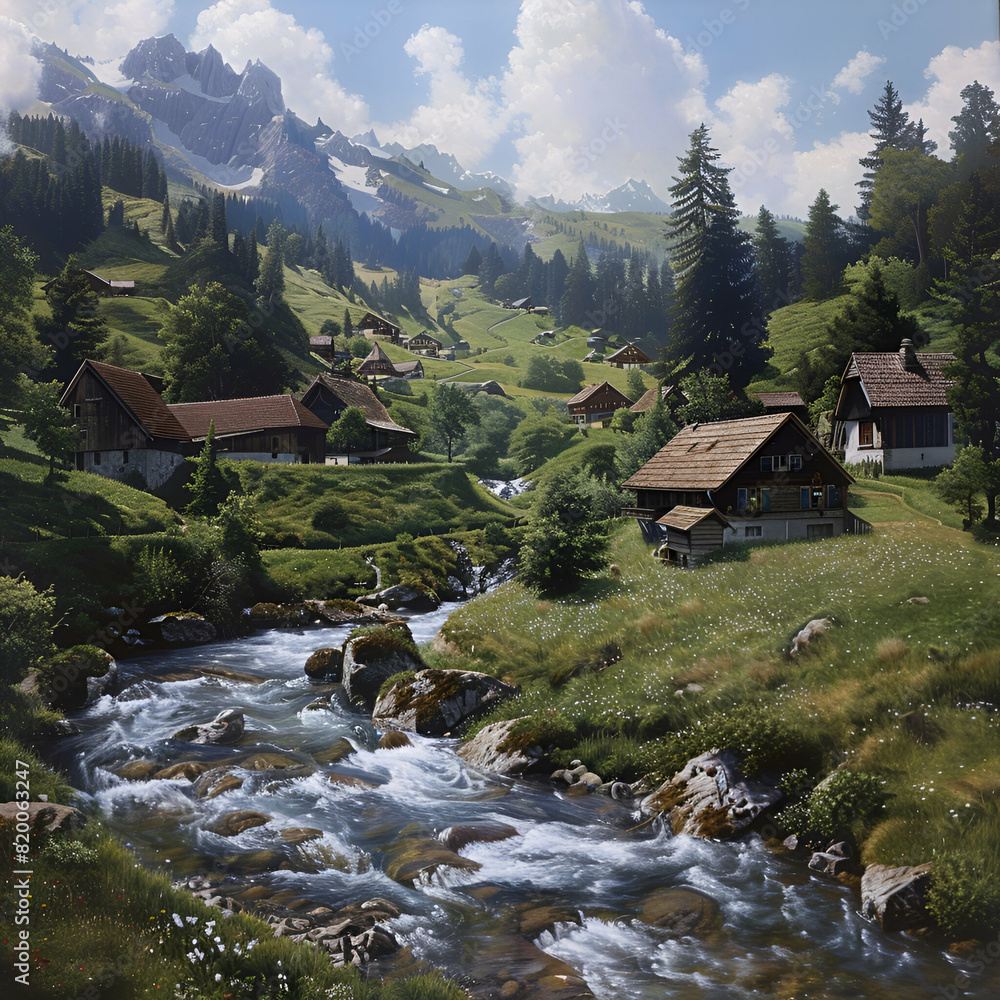 Fototapeta premium mountain village in the mountains