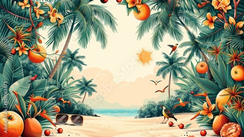 floral pattern with flowers and leaves for summer decoration