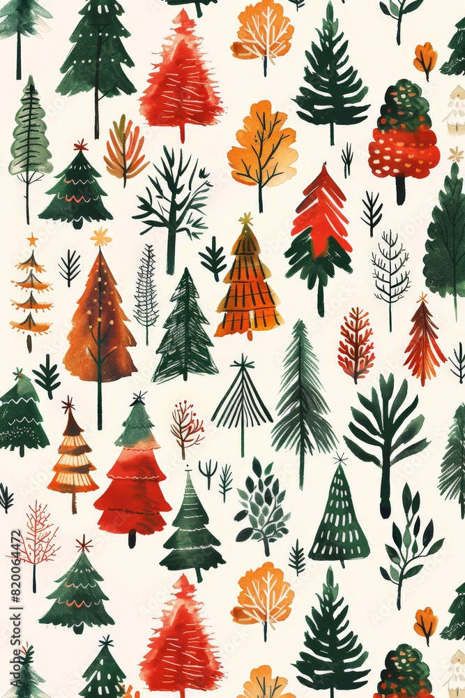 Repeating festive green fir trees in a seamless pattern for winter holiday gift wrap or decoration Repeating festive green fir trees in a seamless pattern for winter holiday gift wrap or decoration