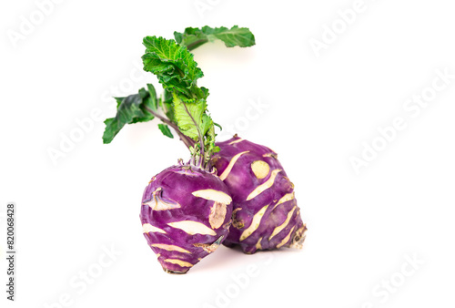 Korean harvest crops season. Purple kohlrabies cabbges on the table. Purple vegetables close up	