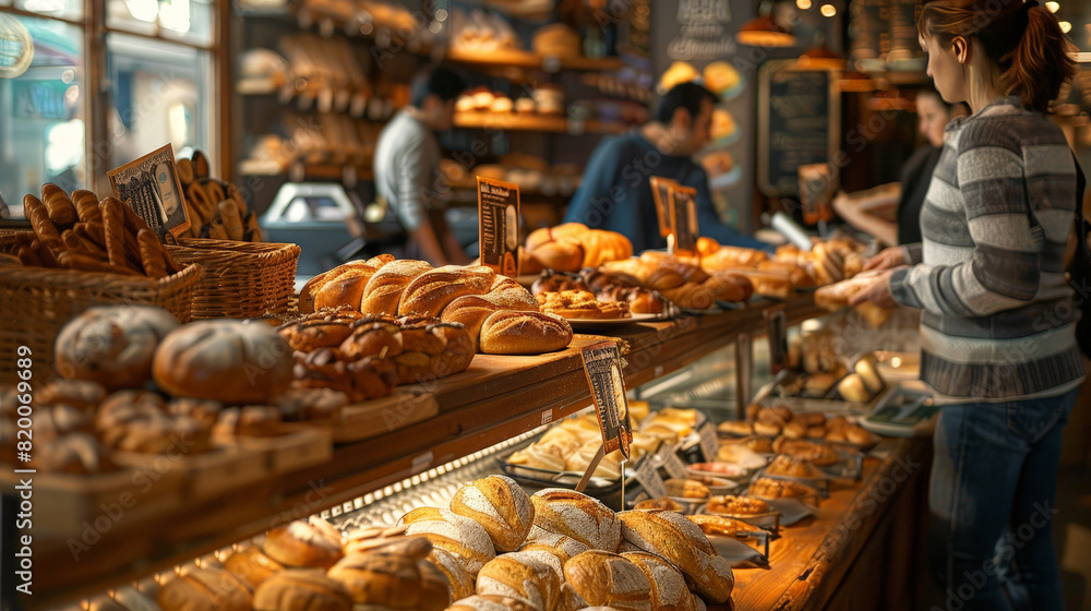 Bakery on display at a market shop Bakery on display at a market shop