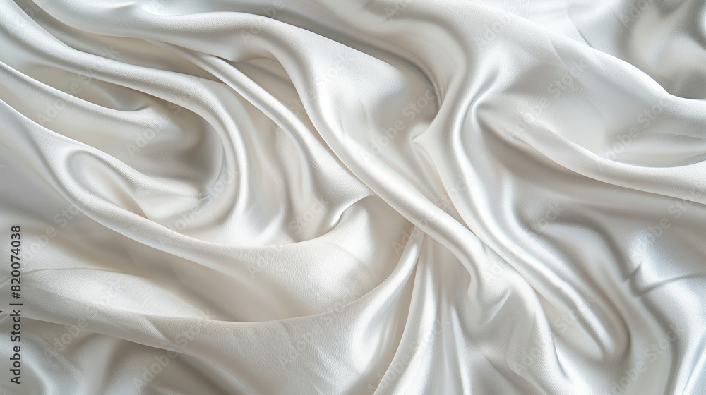 Close-up of White Satin Fabric Close-up of White Satin Fabric