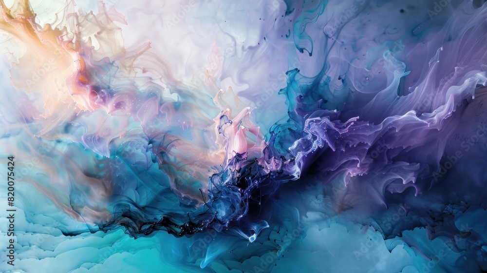 Gorgeous abstraction created by slowly blending and softly combining liquid paints Gorgeous abstraction created by slowly blending and softly combining liquid paints