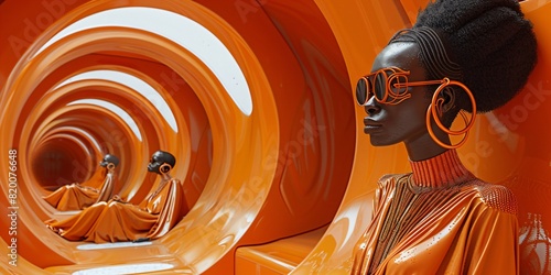 afrofuturism - crazy african people in a surreal abstract room