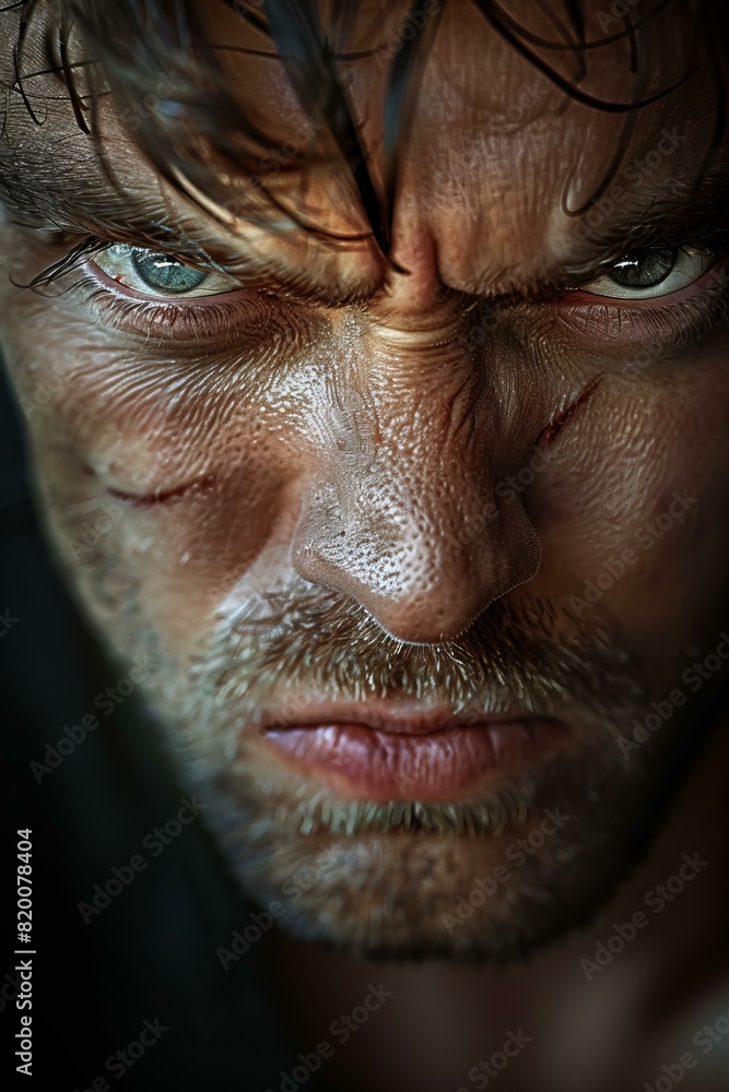 Close-up portrait of a man with scars on his face Close-up portrait of a man with scars on his face