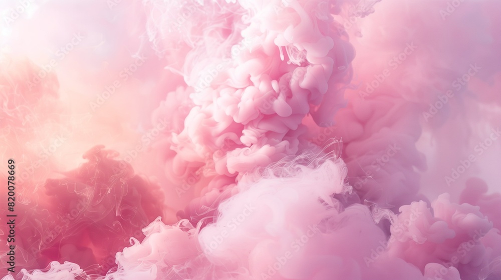 Fototapeta premium Abstract background with pink puffs of smoke, steam. Pink fog. Steam generator for events, parties