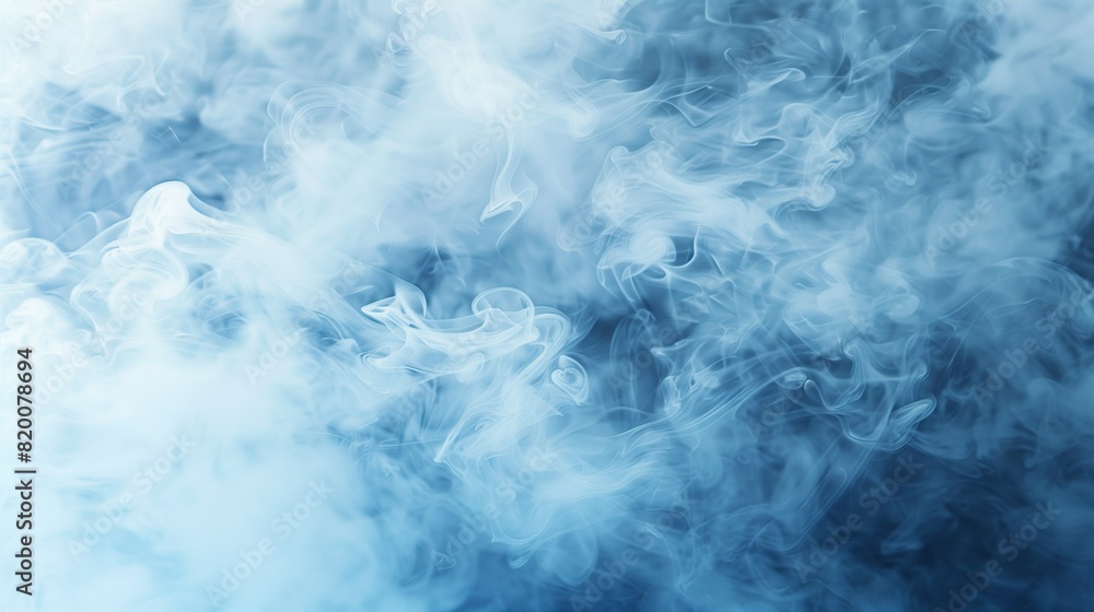 Fototapeta premium Abstract background with blue puffs of smoke, steam. Blue fog. Steam generator for events, parties. cloud of steam